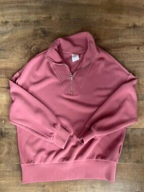 Varley Hawley Half Zip Sweat Womens Small Pink Pullover Athleisure
